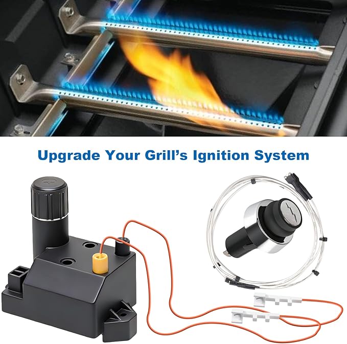 SafBbcue 66353 Grill Igniter Kit, 2-Outlet BBQ Push Button Ignition Replacement for Weber Genesis II 210 E-210 S-210 Gas Grills (2017 & Newer)