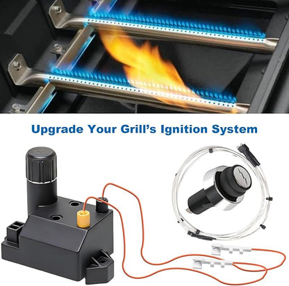 SafBbcue 66353 Grill Igniter Kit, 2-Outlet BBQ Push Button Ignition Replacement for Weber Genesis II 210 E-210 S-210 Gas Grills (2017 & Newer)