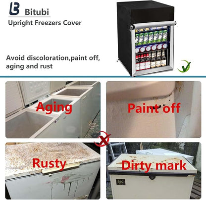 Bitubi Beverage Refrigerator Cooler Cover,Outdoor Fridge Cover – Waterproof, Dustproof, Sun-Proof, 18" W x 20" D x 31" H. Suitable for most Beer or Wine Mini Fridge/Drink Fridge (Black)