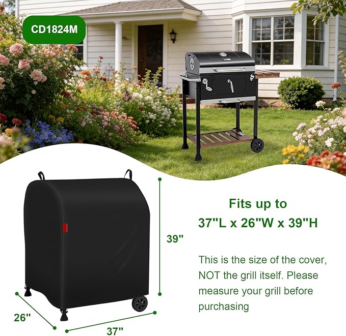 Outdoor Grill Cover Fits Royal Gourmet CD1824M Charcoal Grill, Waterproof 600D Heavy Duty Barrel Grill Cover, Fade Resistant & Rip-Proof BBQ Grill Covers for CD Series.