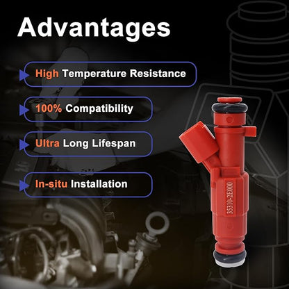 HiSport Fuel Injector 4 PCS Compatible with Hyundai Accent L4 1.6L 2006-2011,Kia Rio Rio5 L4 1.6L 2009-2011 Replace 35310-2E000 12 Holes