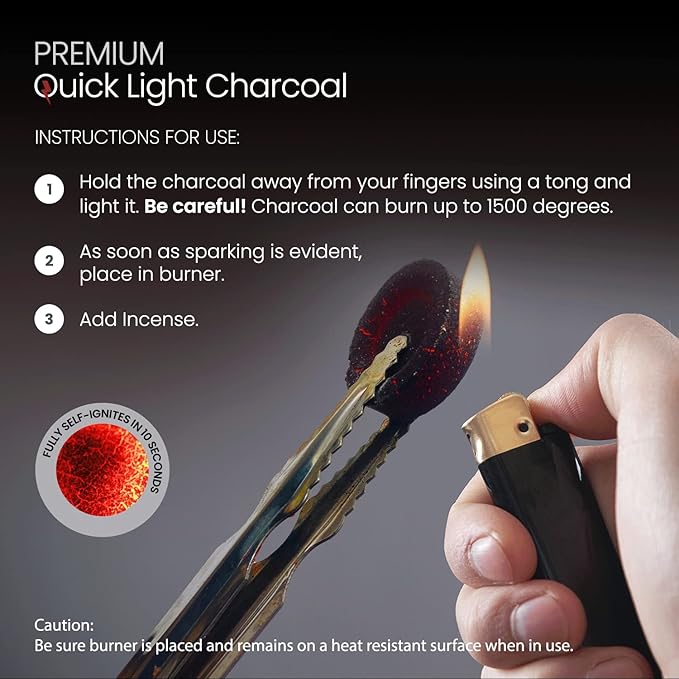 Sunlight Premium Charcoal Tablets for Incense - Instant Light - 100 Discs - 33mm - Resin Burner Rolls - Pack of 100 Coal Briquettes - Instant Fire Coal
