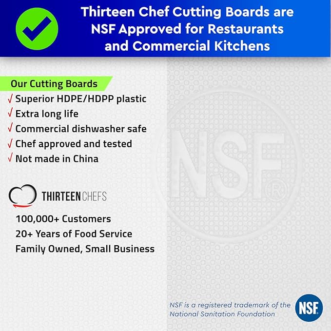 Thirteen Chefs Extra Large 24 x 18 Plastic Cutting Board - 1/2" Thick White HDPE for Restaurants and Professional Kitchens
