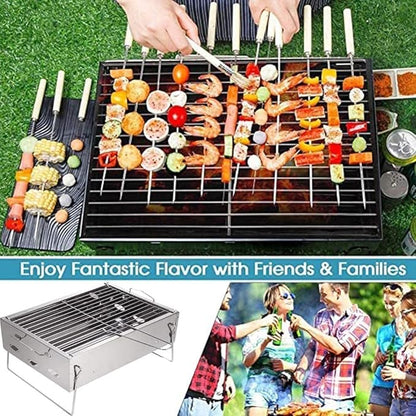 Portable Charcoal Grill Small Size Folding Barbecue Grill, Used for Outdoor Picnic Barbecue for 2-4 People