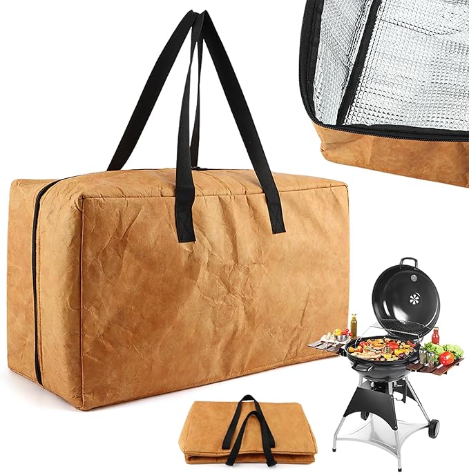 BBQ Blanket Aluminum Foil Insulated for Resting Meat Smoker Grilling with Zipper(Color:Brown)