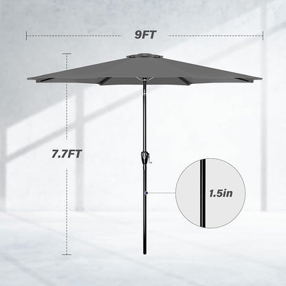 Simple Deluxe 9' Patio Umbrella Outdoor Table Market Yard Umbrella with Push Button Tilt/Crank