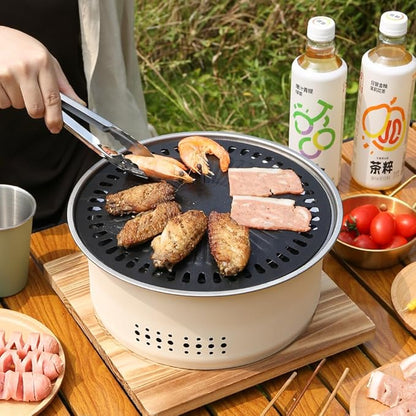 SANQIAHOME Stainless Steel Charcoal Portable Barbecue Grill, 10.5 Inches Non-Stick, Round, Barbecue or Hot Pot, Boiling Water, Charcoal Stove for Home Party Outdoor Camping