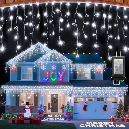 670 LED 66FT Christmas Lights Outdoor,148 Drops Icicle Lights with 12 Modes | Cool White Icicle String Lights with Timer and Dimming for Eaves, Porches, Windows, Gazebos and Wedding Backdrops