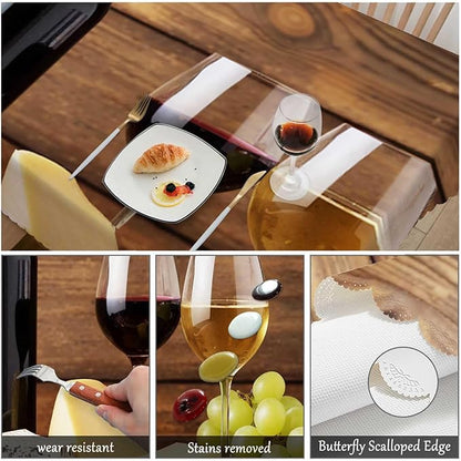 Swono Wine and Cheese Table Cloth Rectangle Tables Red Wine Bottle Glass Cheese Grapes On Wood Kitchen Table Cover Oblong 52"X70" Tablecloth for Dining Table Buffet Parties Patio and Camping