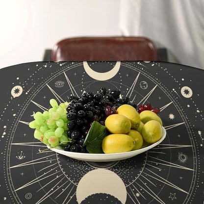 Vintage Moon Sun Tablecloth Moon Phase Star Galaxy Zodiac Signs Moonlight Table Cloth Water Resistant Wipeable Table Cover for Farmhouse Picnic Party Holiday Kitchen Dinner Table 55"x75"