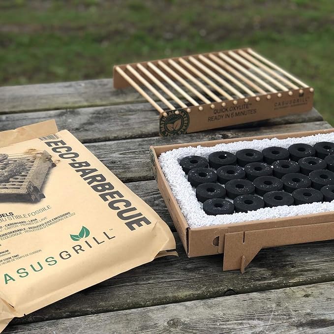 CasusGrill Single Use Biodegradable Mini Grill: Portable & Disposable Grill, Great for Outdoor Charcoal BBQ & Camping, All Natural Materials, Easy Set Up - No Lighter Fluid Needed