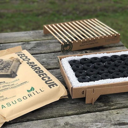 CasusGrill Single Use Biodegradable Mini Grill: Portable & Disposable Grill, Great for Outdoor Charcoal BBQ & Camping, All Natural Materials, Easy Set Up - No Lighter Fluid Needed