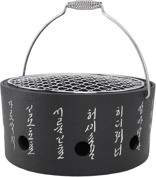 Hibachi Grill, Aluminum Stainless Steel Handle Portable Barbecue Stove Fast Even Heating Charcoal Stove with Grill Pan for Barbecue Tea Making (L)