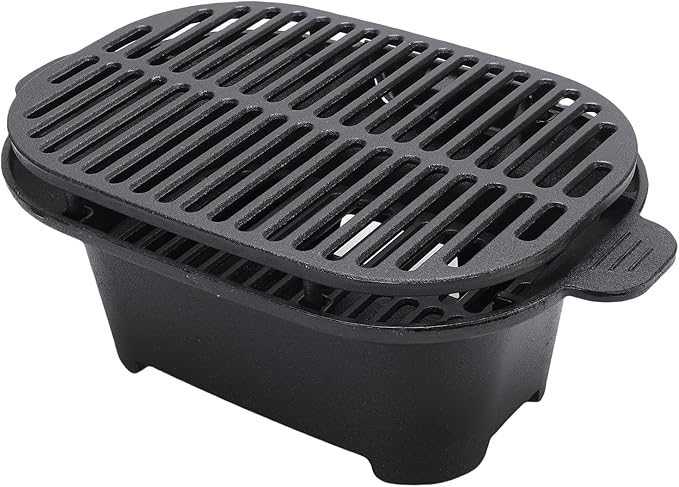 Keenso Cast Iron Grill, Lightweight and Compact Charcoal Hibachi Grill, Adjustable Grate for Outdoor Cooking, Ideal for Japanese BBQ Gatherings