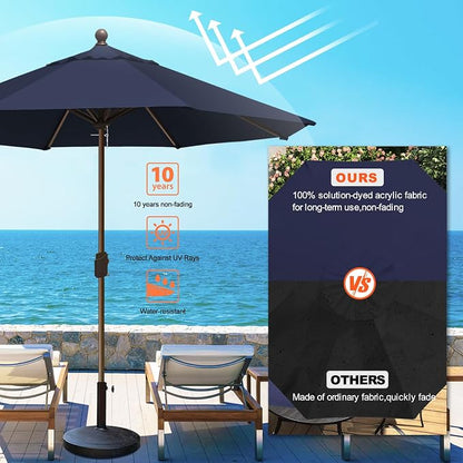 Eurmax USA 10-Year-Non-Fading 10FT Outdoor Patio Market Umbrella,UPF50+ UV Resistant Sun Shade,Heavy Duty Commercial Grade,Crank Lift Design,Windproof Vented Top for Garden,Pool,Deck,Navy Blue