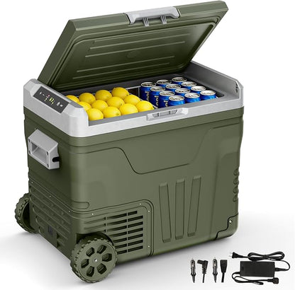 Antarctic Star 12 Volt Refrigerator,53QT(50L)Electric Cooler Compressor, Portable Refrigerator -4℉~68℉,Car Fridge 12/24V DC 100-240V AC,Portable Freezer with Wheels&2 Baskets for Camping,Travel,GREEN | 50L Car Fridge Compressor,Plug in Coolers for Vehi...