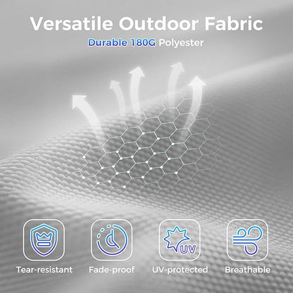 SUPERJARE 13ft Outdoor Patio Umbrella with Solar Lights, Double-sided Deck Pool Umbrella with 1.5 Inch Pole, Fade Resistant Canopy, 12 Sturdy Ribs, for Porch, Market, Backyard, Grey (No Base)