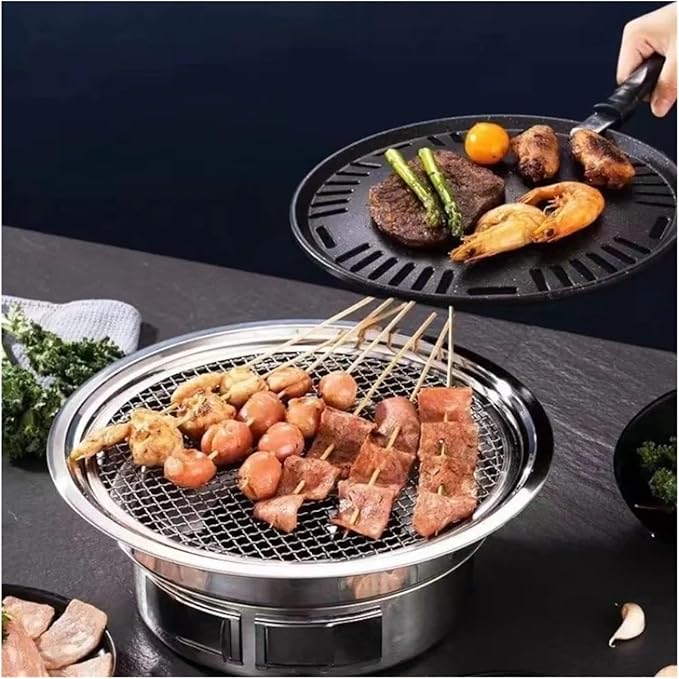 Multifunctional Charcoal Barbecue Grill, Household BBQ, Portable Camping Stove(40cm Set)
