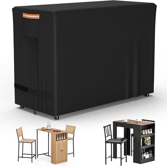 COSHNIBI Bar Height Table Chairs Set Cover for 3 Piece Patio Bar Dining Table and Chairs Set, Heavy Duty Waterproof Outdoor Bar Height Patio Set Cover,36"L x 34"W x 42"H,Black
