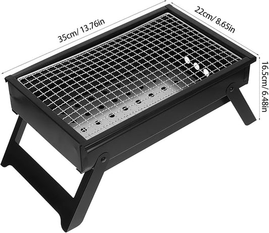 Beaupretty Portable Charcoal Grill Small Outdoor Mini Bbq Grill Foldable Stainless Steel for Camping Backyard Patio Use with Upgraded Pull-out Charcoal Tray