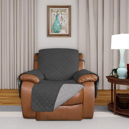 PureFit Reversible Recliner Chair Covers Couch Covers for Dogs, 28 in | Dark Gray/Beige, Water Resistant Couch Protector, Washable Pet Couch Cover with Non Slip and Elastic Straps For Kids
