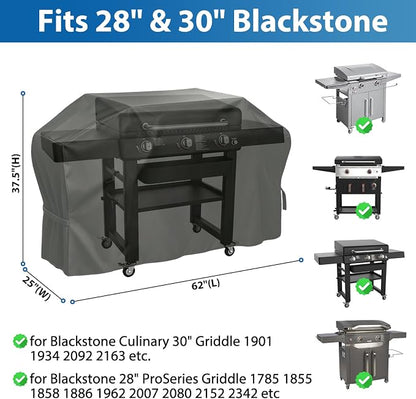 Grill Cover for Blackstone 30" Culinary Omnivore & 28" ProSeries | 600D Heavy Duty Waterproof Grill Cover,Fits Models 1901 1934 2092 1855 1886 1785 1962, Tear & Fade Resistant