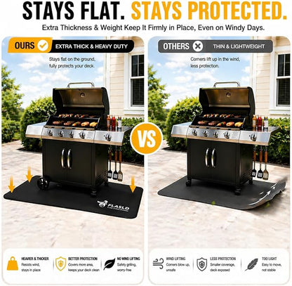 FLASLD Heavy-Duty Hearth Rugs for Fireplaces Fire Resistant, 24 X 42 inches Gas Grill Splatter Mat, Fireproof Heat Resistant Non Stick BBQ Patio Protector, Under Grill Mat for Outdoor Grill