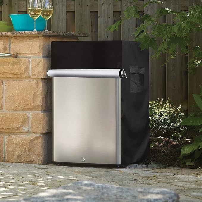 Bitubi Beverage Refrigerator Cooler Cover,Outdoor Fridge Cover – Waterproof, Dustproof, Sun-Proof, 20" W x 20" D x 33" H. Suitable for most 3.2 Cu.ft Beer or Wine Mini Fridge (Black)