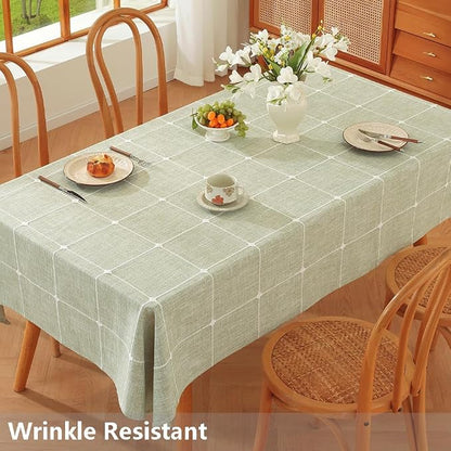 TruDelve Cotton Square Tablecloth 60x60 Green Fabric Farmhouse Cloth Tablecloths Outdoor Table Cloth for Picnic Table Cover (Green,60"x60",Square)