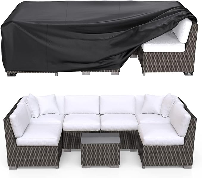 Waterproof Outdoor Patio Furniture Covers 90"L×62"W×28"H Black | Rain, Dust & UV Protection; Heavy-duty Oxford Resists Tears & Fading; Keeps Dining Tables & Chair Sets Dry on Patio & Deck