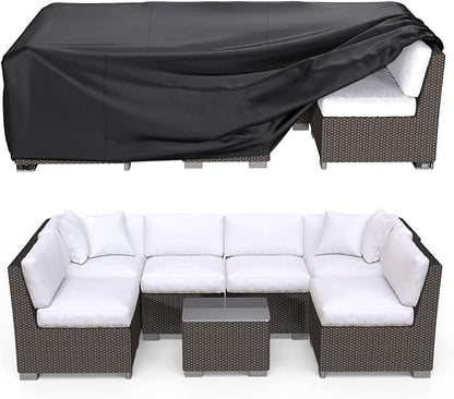Waterproof Outdoor Patio Furniture Covers 90"L×62"W×28"H Black | Rain, Dust & UV Protection; Heavy-duty Oxford Resists Tears & Fading; Keeps Dining Tables & Chair Sets Dry on Patio & Deck