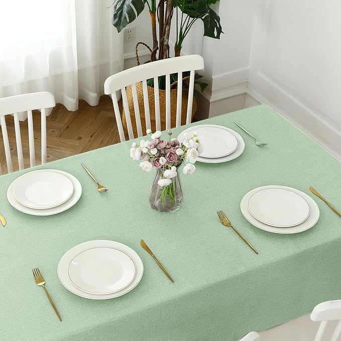 Romanstile 100% Waterproof PVC Tablecloth Rectangle, Oil Spill Proof Stain Resistant Vinyl Table Cloth, Wipe Clean Plastic Table Covers for Kitchen/Dining/Parties - 54 x 78 Inch, Sage