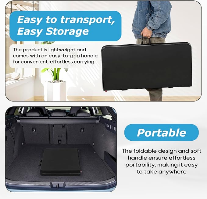 PayLessHere 34" Square Plastic Folding Card Table, Portable Outdoor Dining Table with Collapsible Legs and Carrying Handle,Plastic Tables for Camping,Picnic, Office, Party, Black