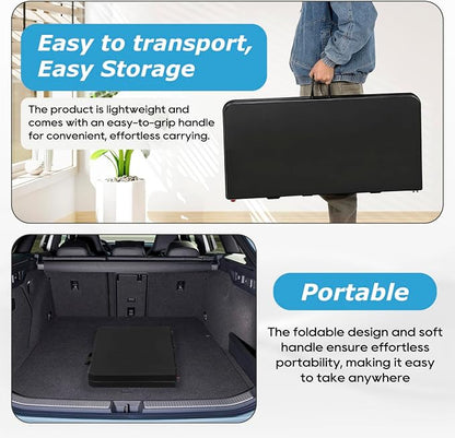 PayLessHere 34" Square Plastic Folding Card Table, Portable Outdoor Dining Table with Collapsible Legs and Carrying Handle,Plastic Tables for Camping,Picnic, Office, Party, Black
