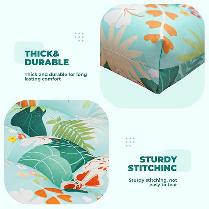 DANGHOOGY Wicker Chair Cushions, Waterproof Outdoor Loveseat Cushions for Patio Furniture, Tufted Wicker Furniture Cushions, 1 Loveseat and 2 U-Shaped Cushions (Cyan Flower)