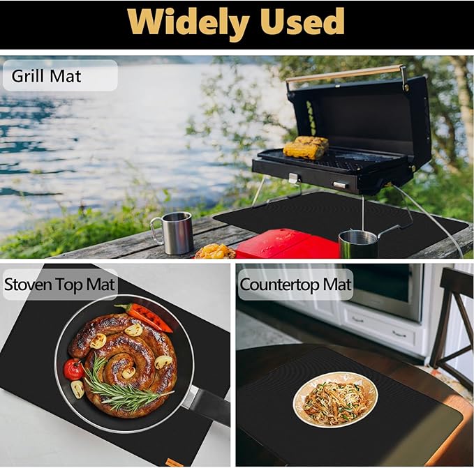 Grill Mats for Outdoor Grill to Protect Your Prep Table and Outdoor Grill Table - Fire Proof,Heat Resistant, Water Proof, Oil Proof BBQ Mat -Extra Thickness 1mm (24x31in)