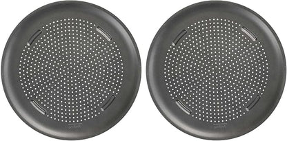 GoodCook AirPerfect Nonstick 16” Pizza Pan - Set of 2 - Pizza Trays for Oven, Perforated Round Pizza Pan, Carbon Steel Baking Pan, Homemade, Frozen & Leftover Slices
