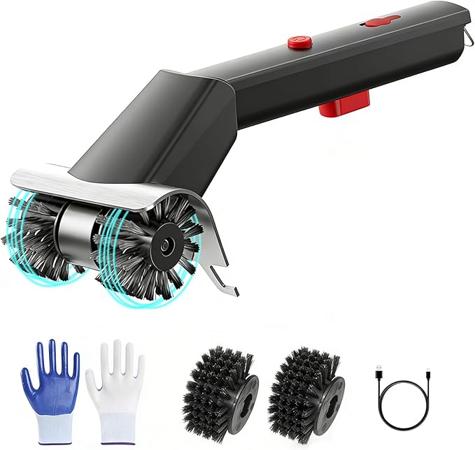 Cordless Electric Grill Brush for Outdoor - Waterproof BBQ Grill Cleaner with Lights Water Spray - Grill Cleaning Brush for Burnt-On Grease&BBQ Grates, 90 Mins Runtime, 2 Stainless Heads Refill