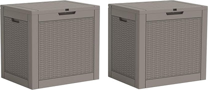 32 Gallon Outdoor Storage Box, Resin Deck Boxes Outdoor Waterproof For Patio Furniture, Garden Tools, Pool Supplies, Lockable And UV Resistant (a Set of 2,Rattan Gray)