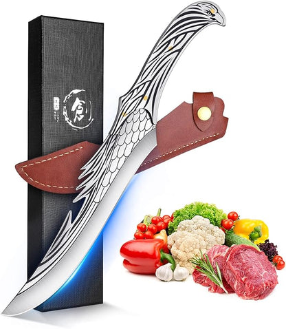 ROCOCO Feather Viking Boning Knife - Butcher Meat Cleaver Birthday Father Mother Christmas Gift Men 8.6"