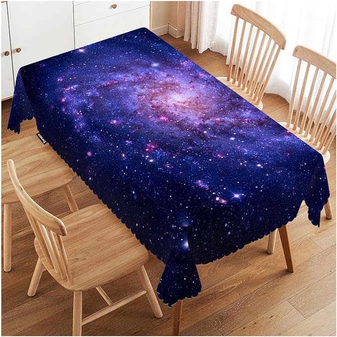 Swono Galaxy Space Tablecloth Blue Galaxy Constellation Universe Space Decorative Table Cover for Kitchen, Party Banquet and Holiday Tablecloth, 52x70 Inch(4-6 Seats)
