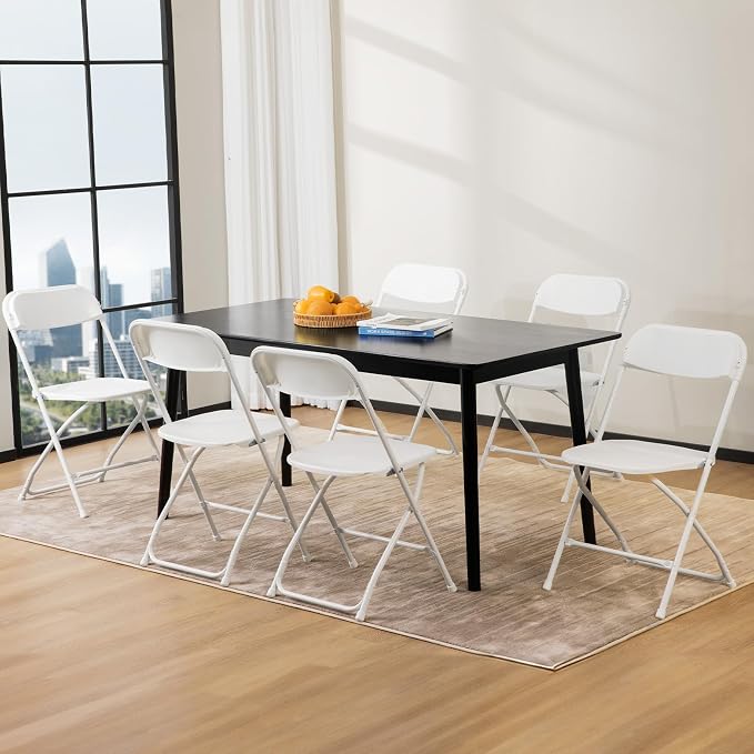 DUMOS Folding Chairs Sets of 8, 330lbs Plastic Stackable Portable Patio Dining Sets, Fold Up for Indoor Outdoor, Camping, Garden, Party, Meeting, White