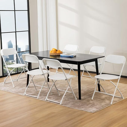 DUMOS Folding Chairs Sets of 8, 330lbs Plastic Stackable Portable Patio Dining Sets, Fold Up for Indoor Outdoor, Camping, Garden, Party, Meeting, White