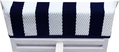 COTTON CRAFT Beach Lounge Chair Cover – 2 Pack Euro Spa Waffle Terry Towel Cabana Stripe Pool Chair Cover - 100% Cotton - 450 GSM Absorbent Quick Dry - Oversized 32 W x 82 L x 7 inch Pocket - Navy