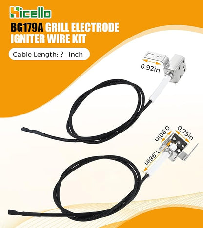 Replacement for Master Forge BG179A Igniter Kit – Compatible with IG-49B, CIMF1, 98162, BG1795BAL – 4-Pack Electrode Ignition Wire with Mounting Hardware