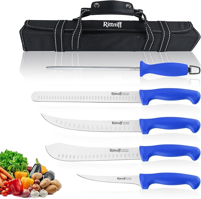Stainless Steel Camping Knife - 5 PCS Chef Knives with Roll Bag, Kitchen Knife Set for Cutting Meat, Fruits & Vegetables
