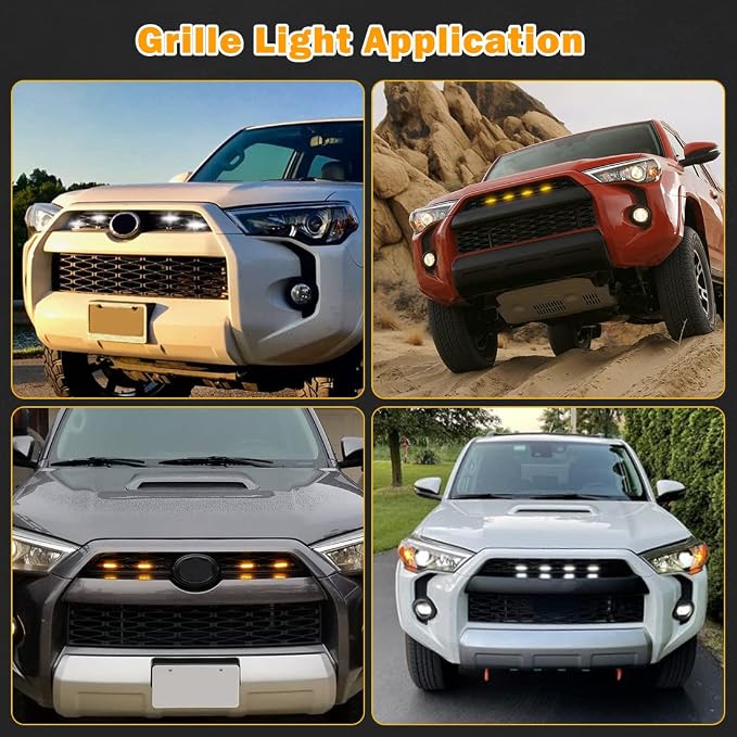 Amber Grille Lights for 4Runner TRD Pro 2014-2023, Orange Shell LED Grill Light for 4Runner TRD Off-Road, Limited, SR5 2014-2019 with Fuse (Amber Shell with Amber Light)