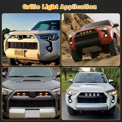 Amber Grille Lights for 4Runner TRD Pro 2014-2023, Orange Shell LED Grill Light for 4Runner TRD Off-Road, Limited, SR5 2014-2019 with Fuse (Amber Shell with Amber Light)