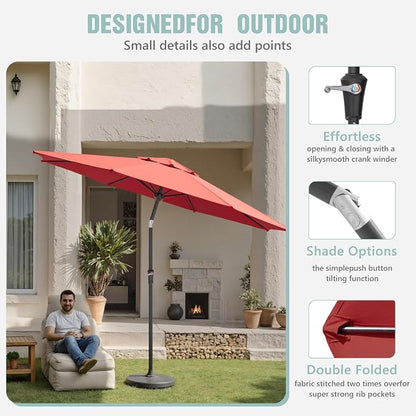 Sannwsg Patio Umbrellas, Pool Umbrella with 8 Sturdy Ribs, Outdoor Umbrella with Push Button Tilt/Crank, Deck Umbrellas, Market Umbrela Table for Backyard, Deck, Garden, Pool