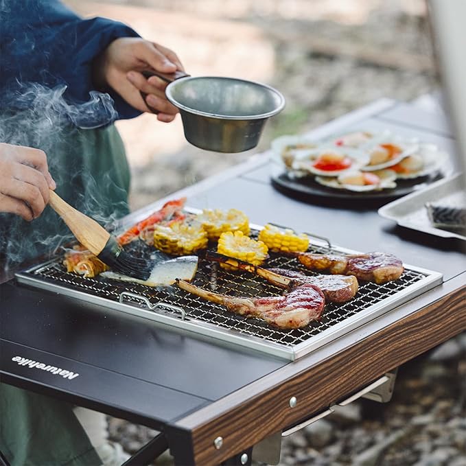 Naturehike BBQ Grill Grates Replacement, Stainless Steel Barbecue Wire Mesh, Multifunction Cooking Grate for Outdoor Grilling Cooking Camping Hiking Picnics
